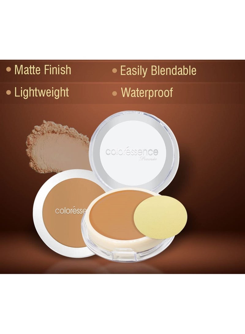 Coloressence Single HD powder Foundation Pancake Makeup Base, Matte Finish, Lightweight Longlasting Waterproof Formula (Brown) 8gm - Image 2
